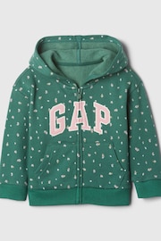 Gap Green Floral Logo Zip Up Hoodie (6mths-5yrs) - Image 1 of 3