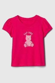 Gap Pink Brannan Bear Logo Short Sleeve Crew Neck T-Shirt (6mths-5yrs) - Image 1 of 3