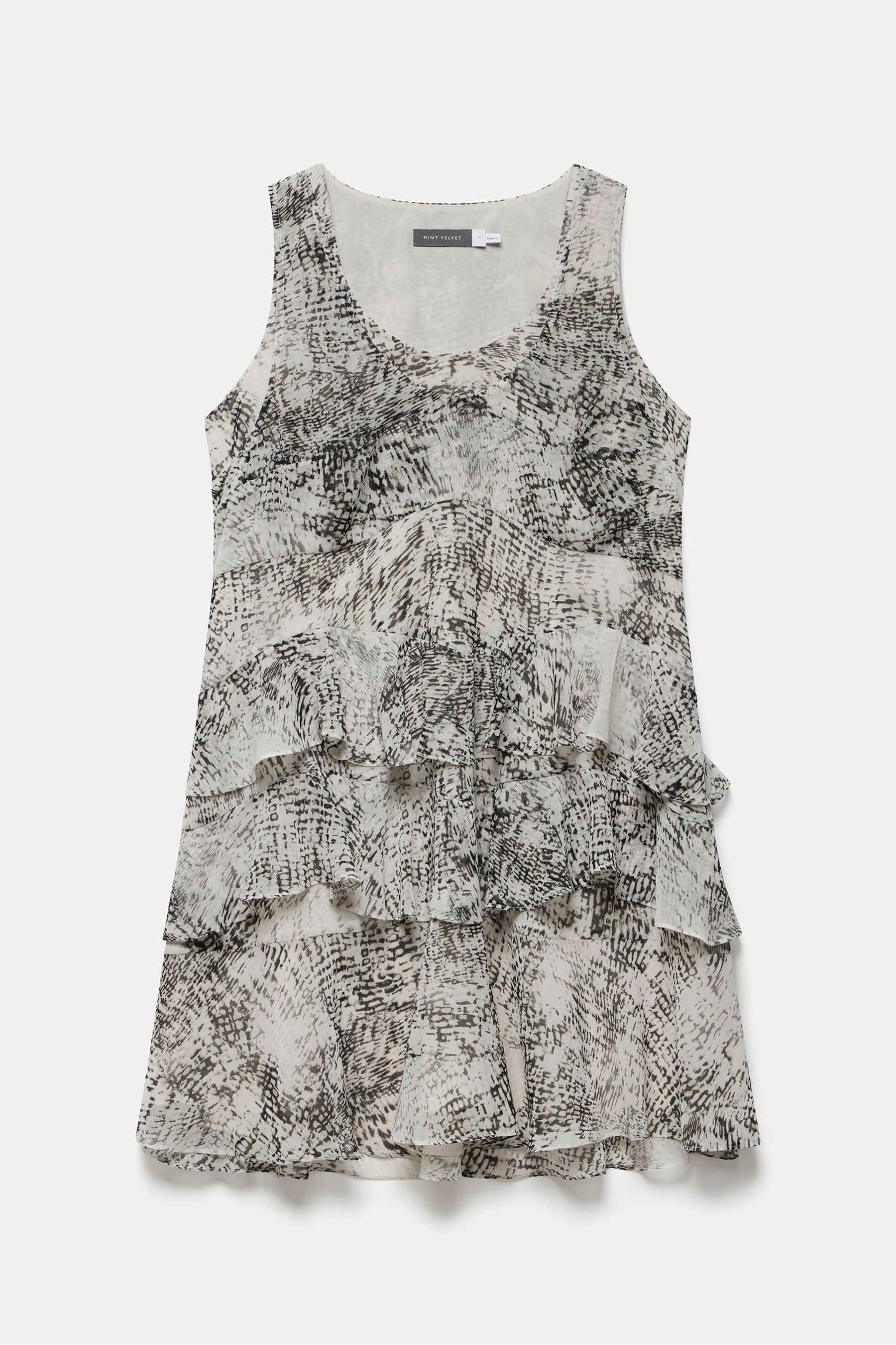 Buy Mint Velvet Cream Snake Print Ruffle Mini Dress from Next Luxembourg