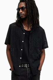 AllSaints Black Harden Short Sleeve Shirt - Image 1 of 6