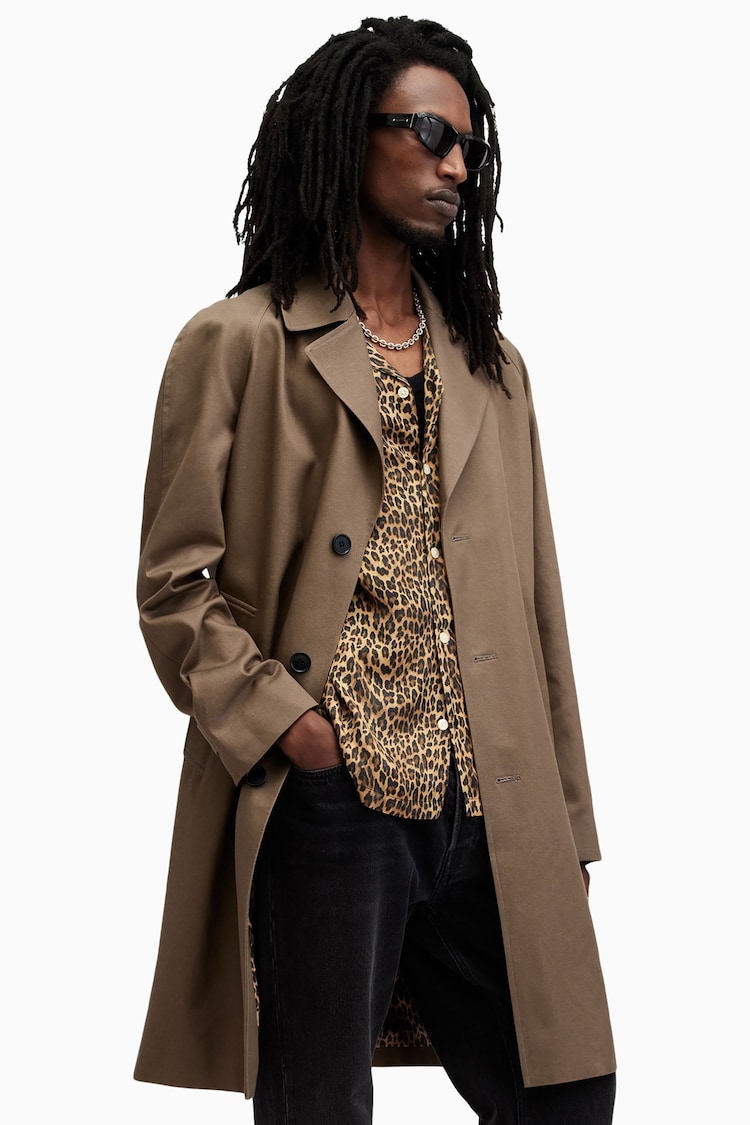 AllSaints Brown Montell Trench Coat - Image 1 of 10