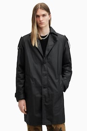 AllSaints Black Allman Mac Coat - Image 4 of 8