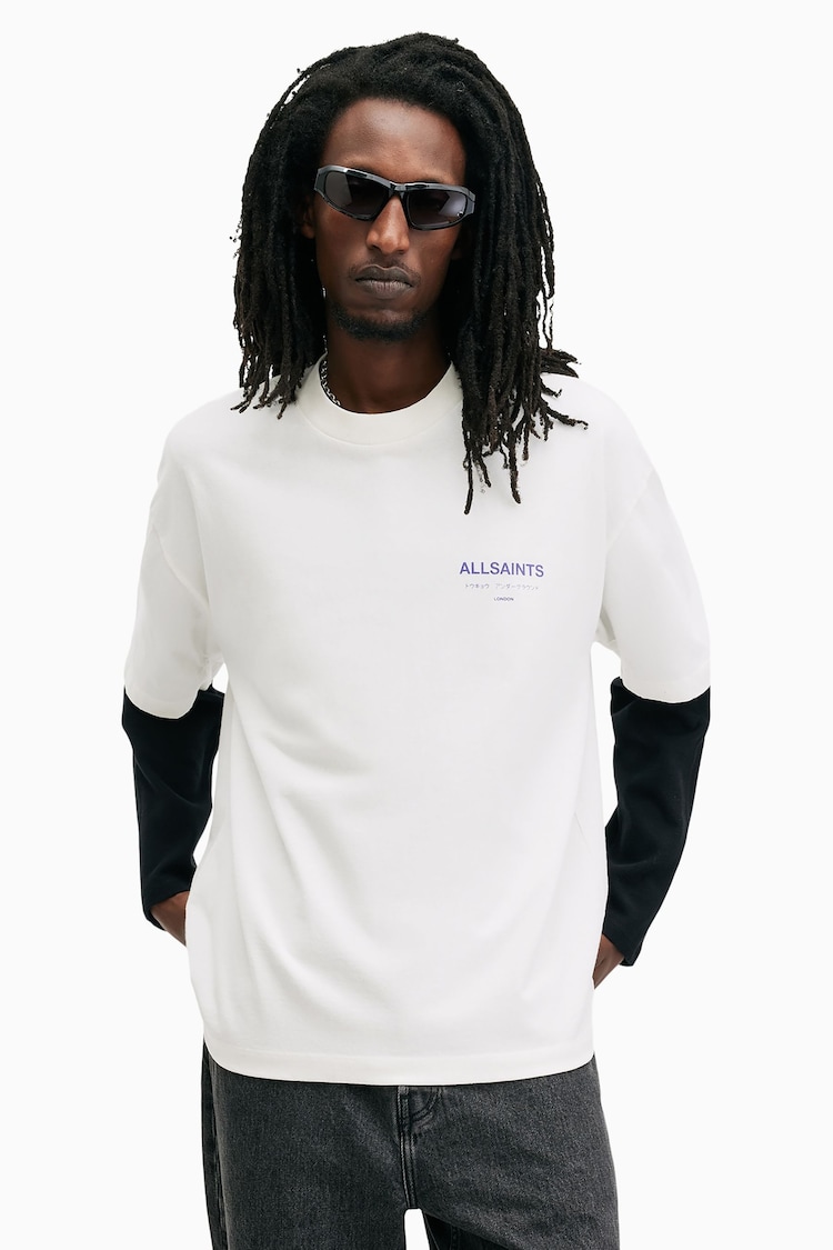 AllSaints White 100% Cotton Underground Shortsleeve Crew T-Shirt - Image 1 of 7