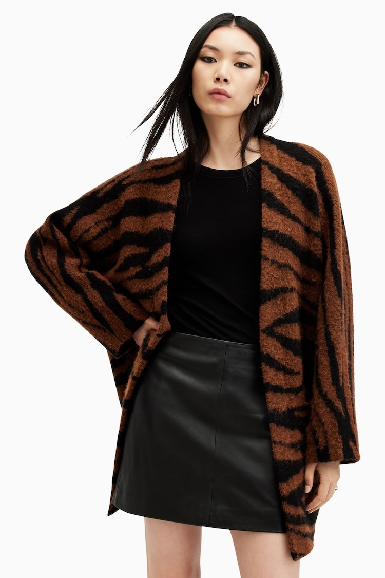 AllSaints Brown Zoe Tiger Cardigan - Image 2 of 7