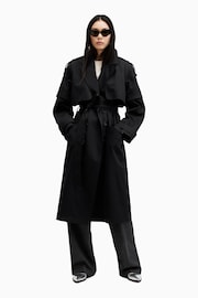 AllSaints Black Clyde Trench Coat - Image 5 of 7