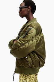 AllSaints Green Roomer Bomber Jacket - Image 2 of 10