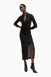 AllSaints Black Connie Midi Dress - Image 4 of 6