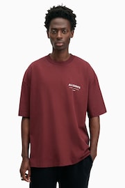 AllSaints Red Underground Shortsleeve Crew T-Shirt - Image 1 of 7