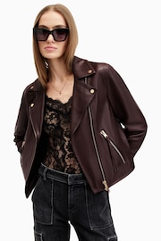 AllSaints Red Dalby Biker Jacket - Image 1 of 8