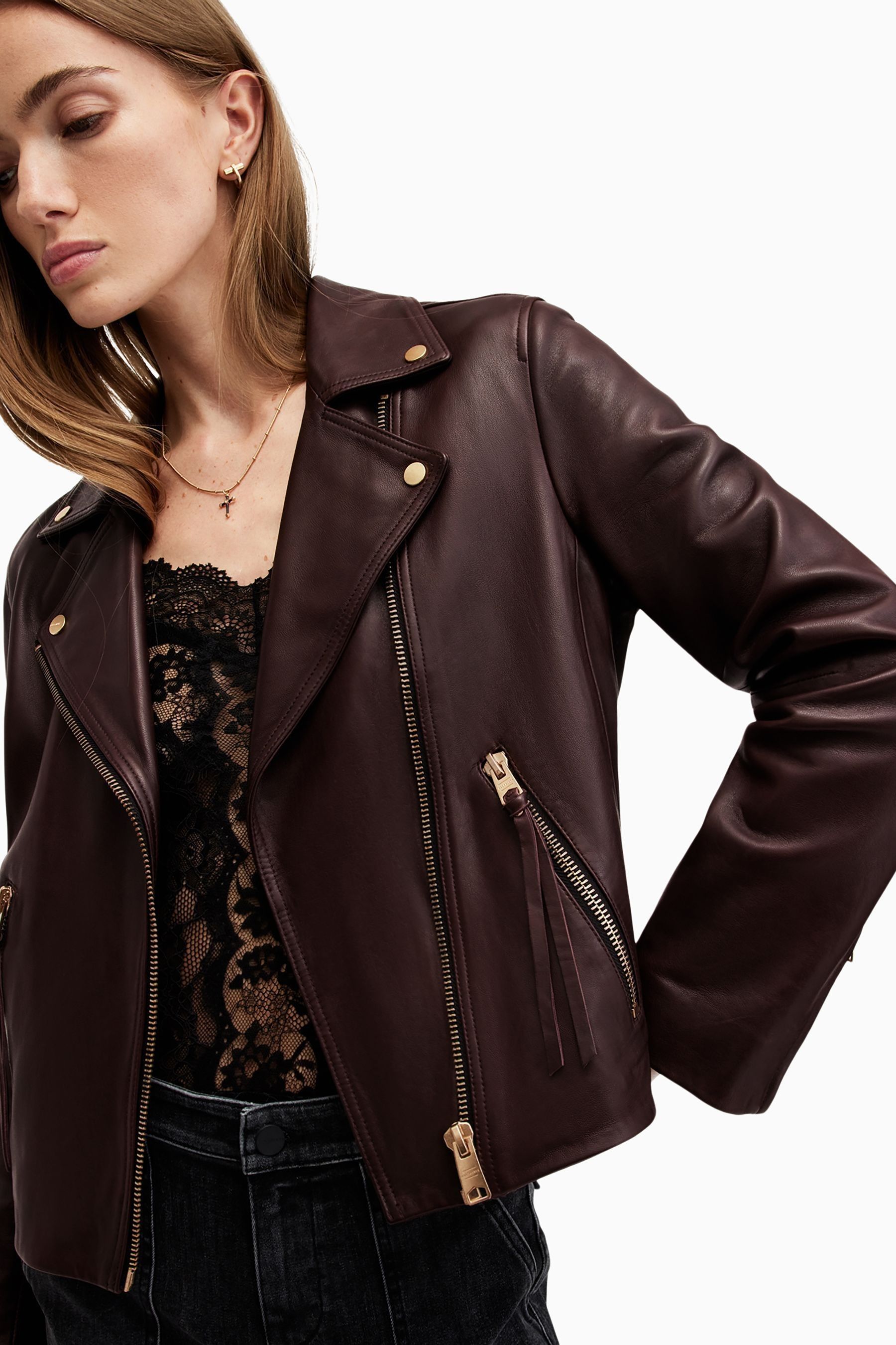 Buy AllSaints Red Dalby Biker Jacket from Next USA