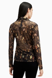 AllSaints Brown Tia Mesh Top - Image 5 of 7