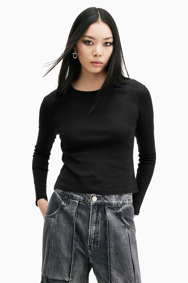 AllSaints Black Stevie Longsleeve T-Shirt - Image 1 of 6