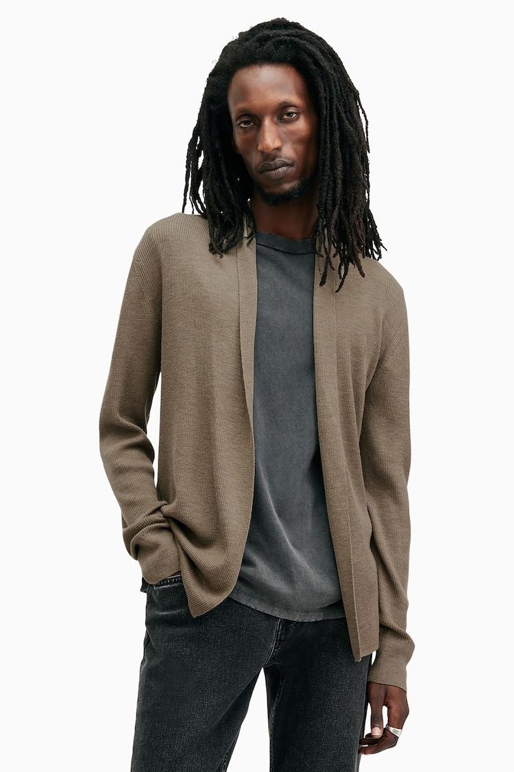 AllSaints Green Mode Merino Open Cardigan - Image 1 of 5