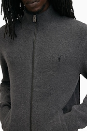 AllSaints Grey Statten Full Zip Jumper - Image 5 of 9