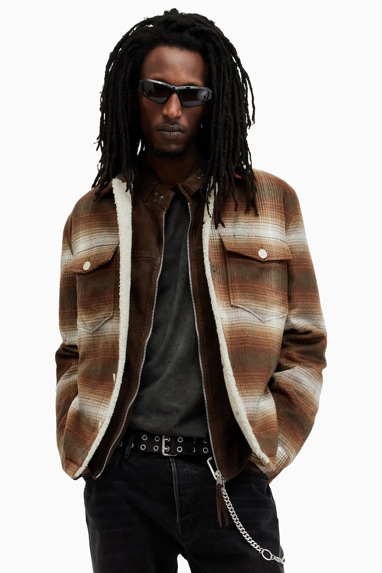 AllSaints Brown Ormond Jacket - Image 1 of 6