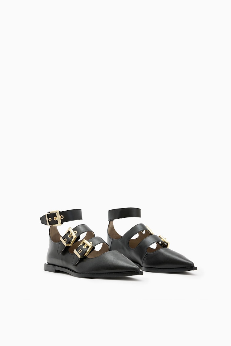 AllSaints Black Susan Buckle Shoes - Image 2 of 6