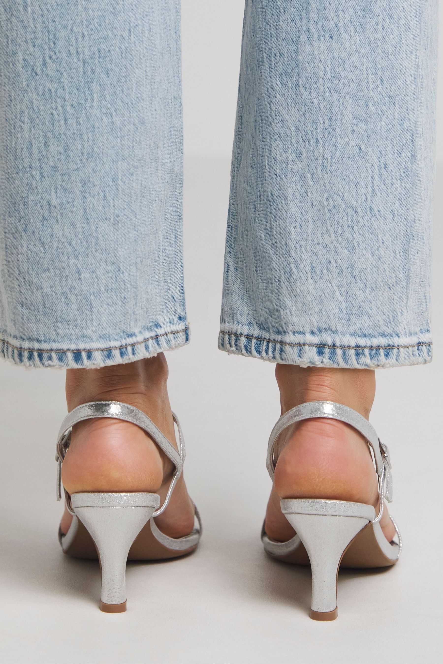 Buy JD Williams Silver Barely There Classic Kitten Heel Sandals in Wide Fit from Next Ireland