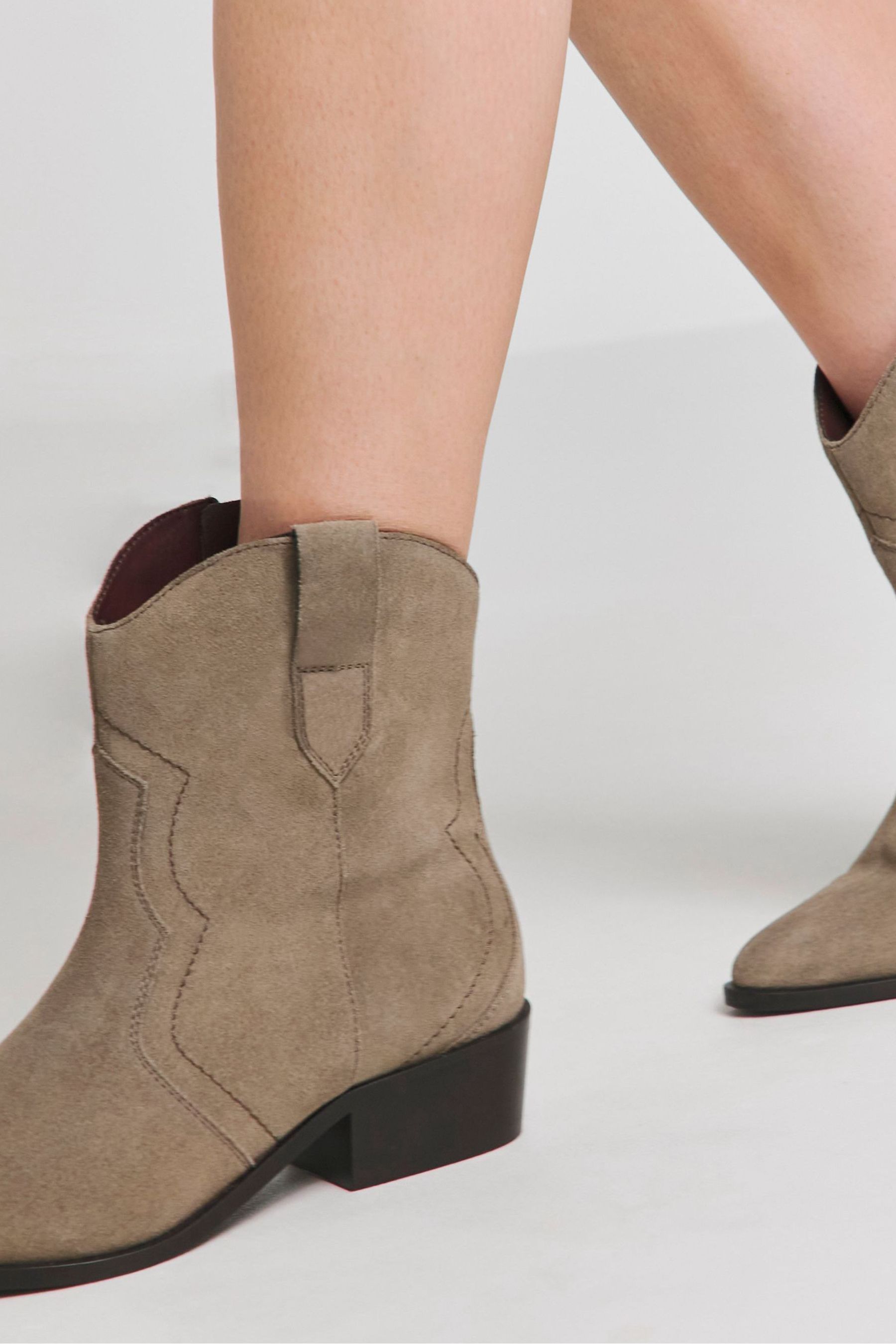 Tan suede western ankle boots on sale