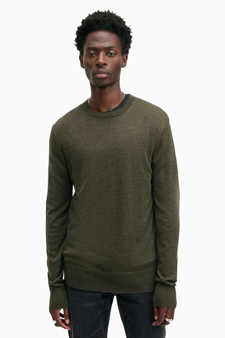 AllSaints Green Mode Merino Crew Jumper - Image 1 of 5