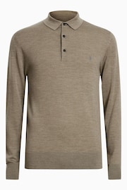 AllSaints Green Mode Merino Longsleeve Polo Shirt - Image 6 of 6