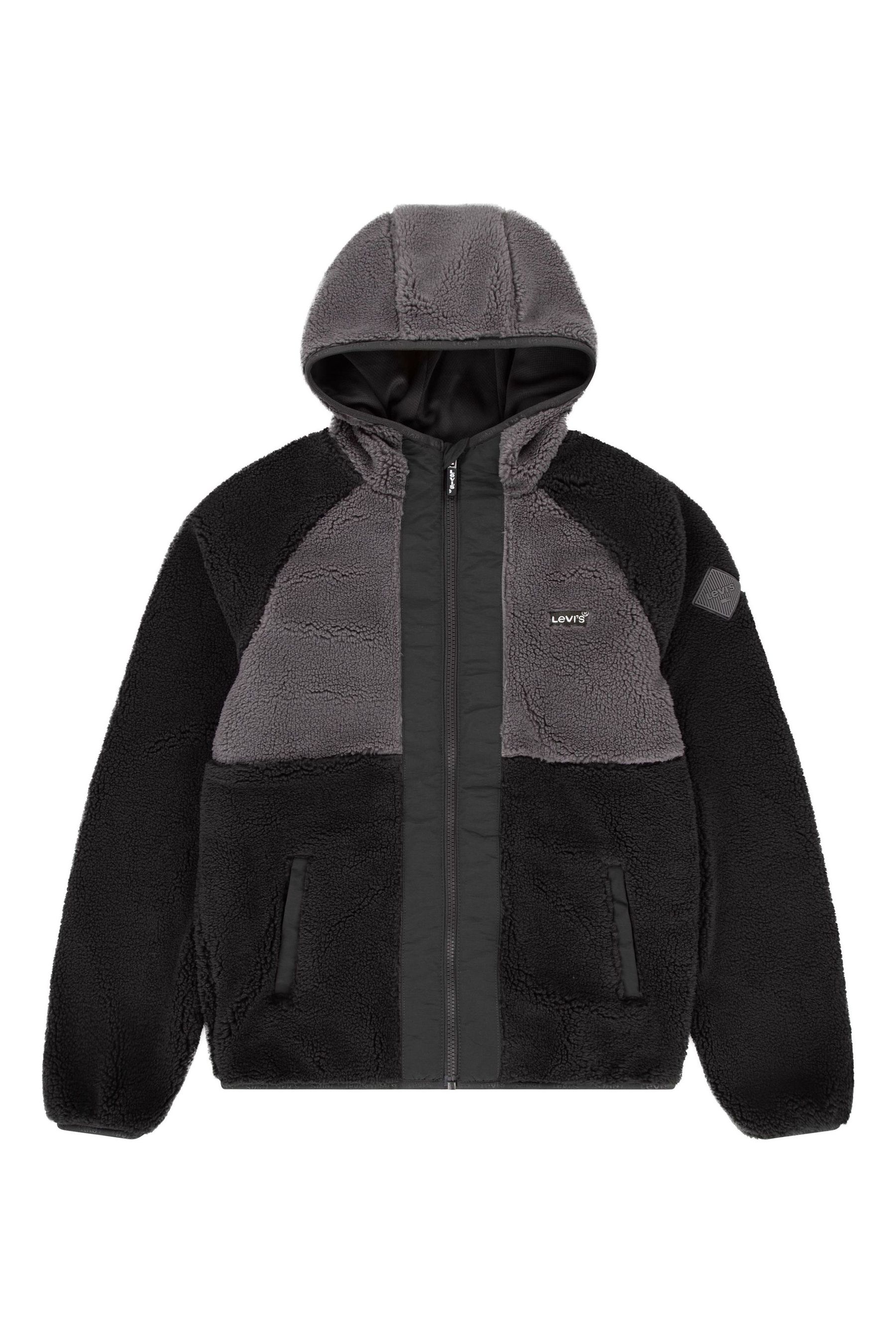 Levi s Black Sherpa Borg Logo Zip Up Jacket