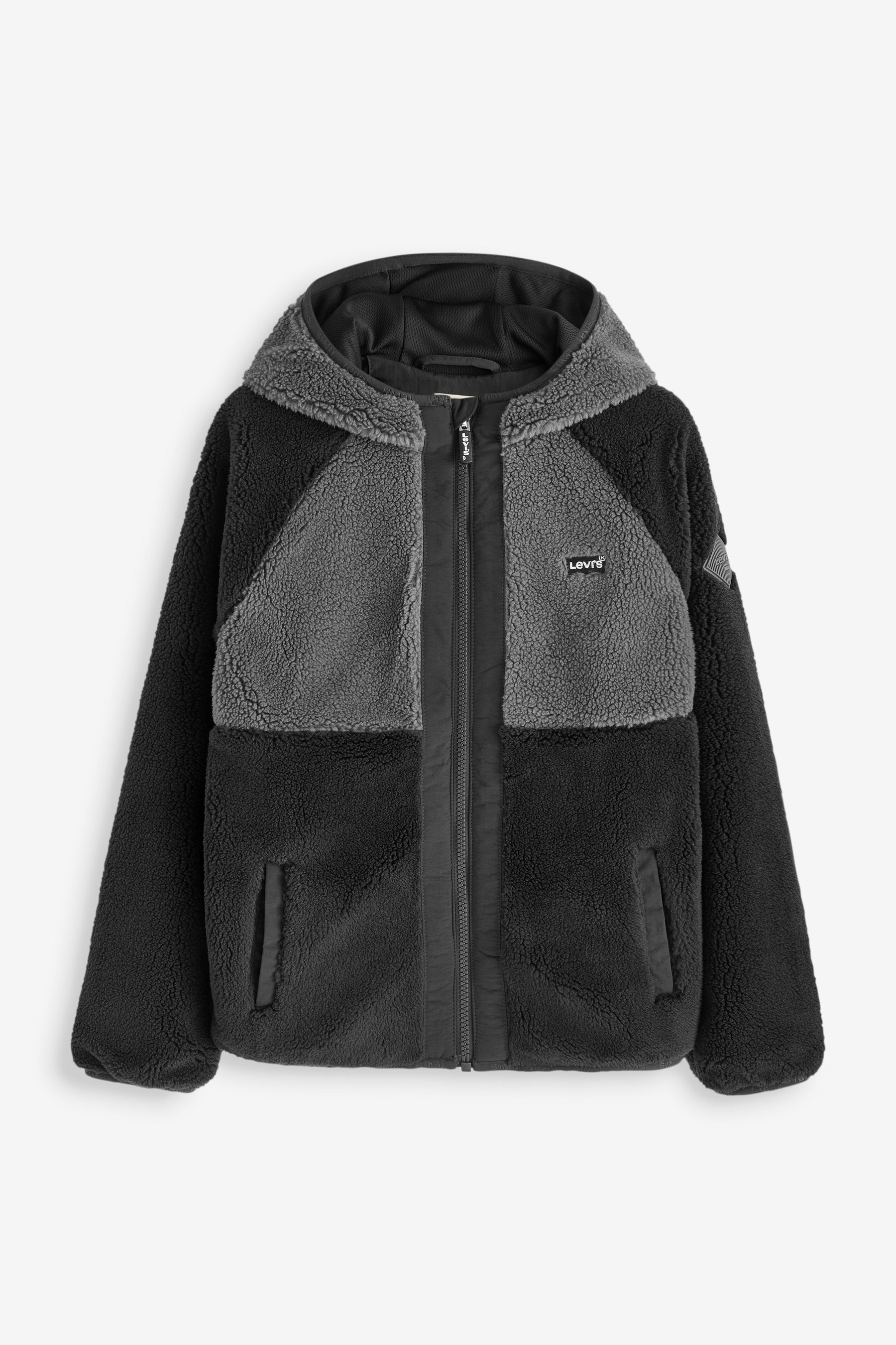 Levi s Black Sherpa Borg Logo Zip Up Jacket