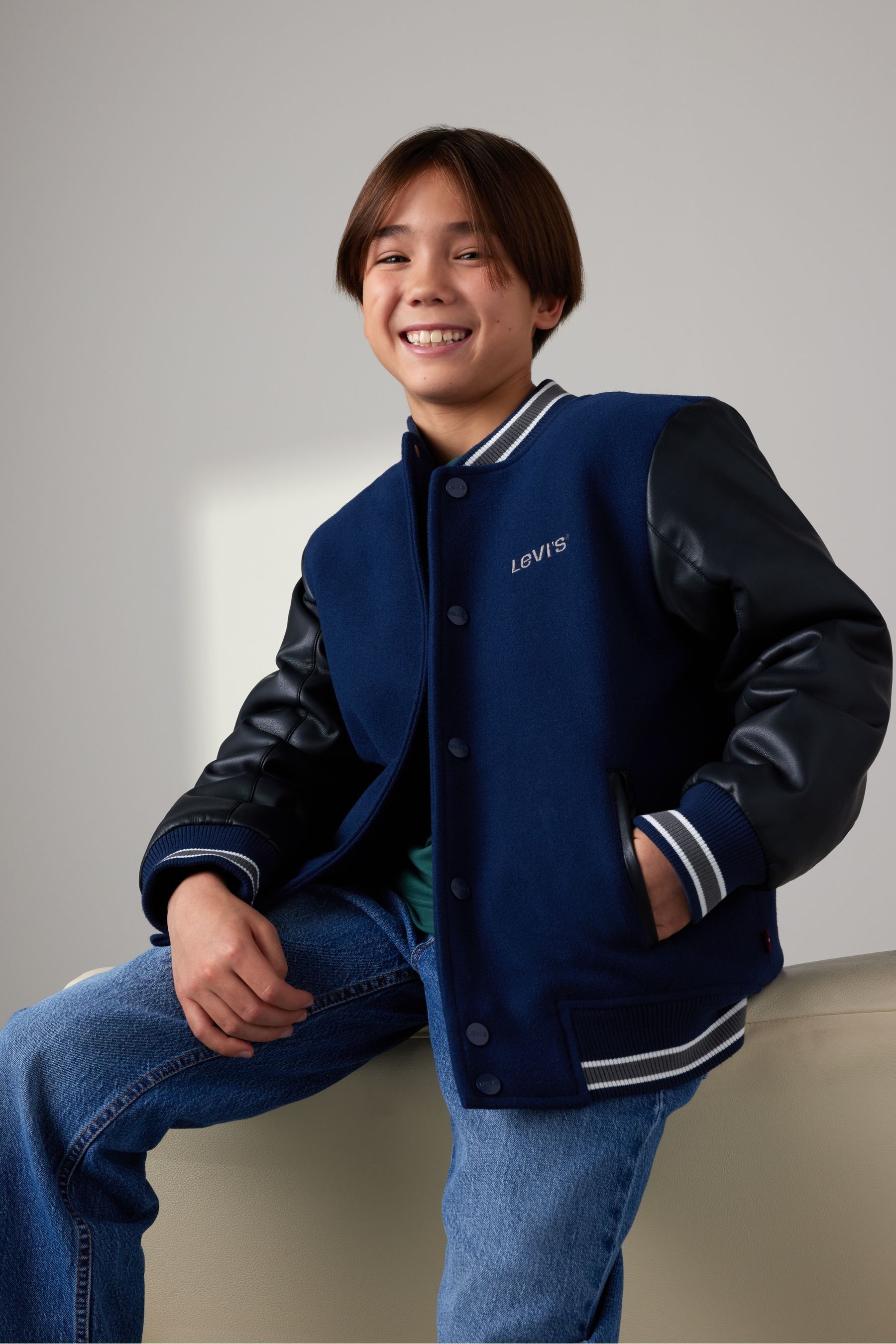 Buy Levi s Blue Logo Varsity Bomber Jacket from Next Luxembourg