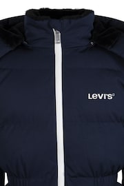 Levi's® Blue Mid Length Logo Hooded Puffer Coat - Image 5 of 13