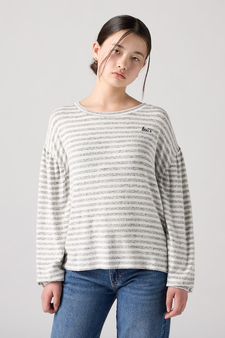 Levi's® Grey Stripe Ballon Sleeve Logo Top - Image 1 of 8