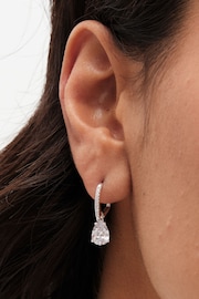 Simply Silver Silver Tone 925 Cubic Zirconia Crystal Drop Hoop Earrings - Image 2 of 3