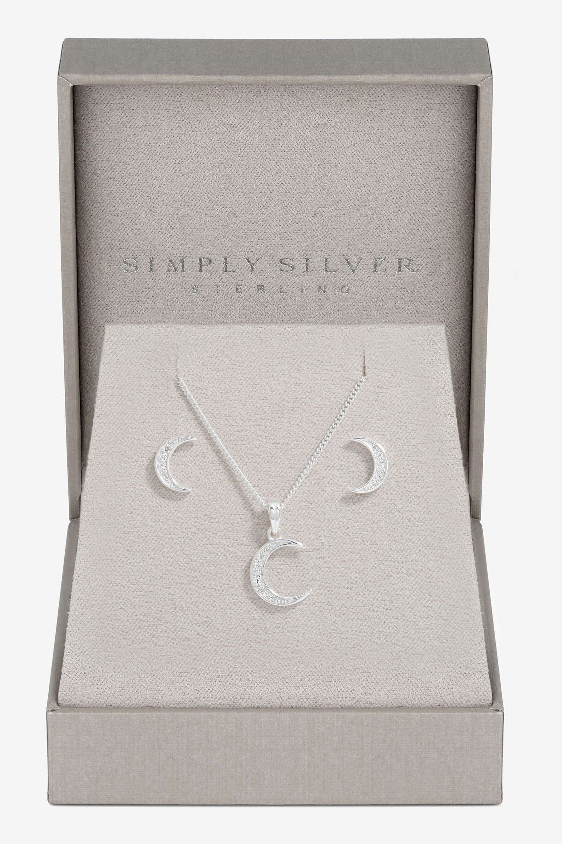 Buy Simply Silver Tone 925 Cubic Zirconia Crescent Set With Gift Boxed Next Ukraine