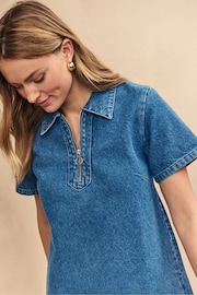 Nobody's Child Blue Golders Zip Through Denim Dress - Image 4 of 5