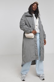 Simply Be Grey Dipped Hem Rain Mac Coat - Image 3 of 4