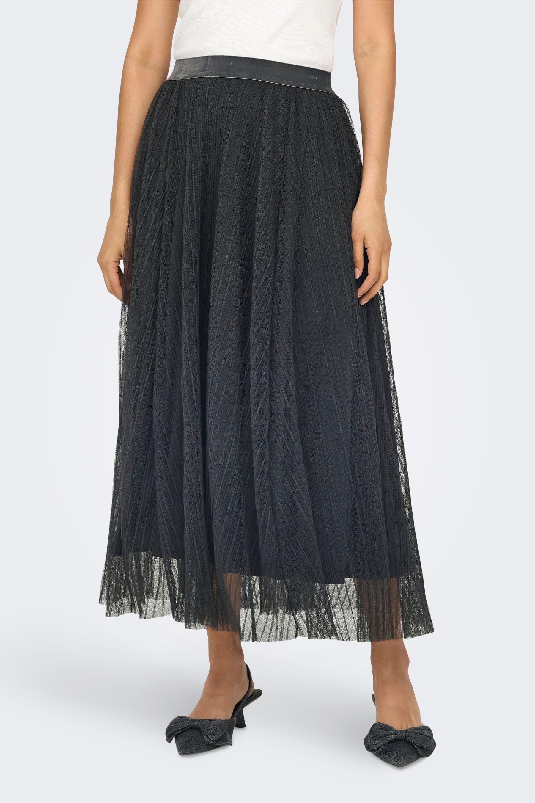 ONLY Grey Tulle Midi Skirt