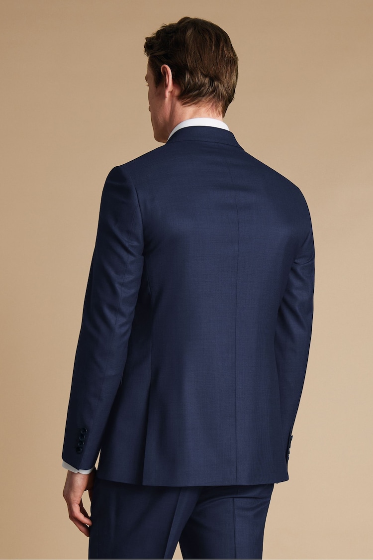 Charles Tyrwhitt Blue Slim Fit End on End Travel Suit: Jacket - Image 2 of 5