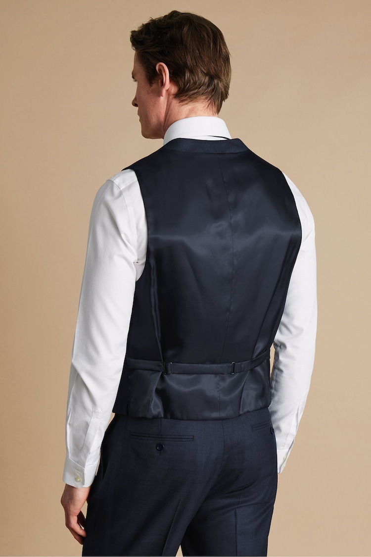 Charles Tyrwhitt Blue Adjustable Fit End on End Travel Suit: Waistcoat - Image 2 of 3