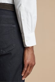 Charles Tyrwhitt White Slim Fit Plain Button Down Non Iron Stretch Oxford Shirt - Image 4 of 7