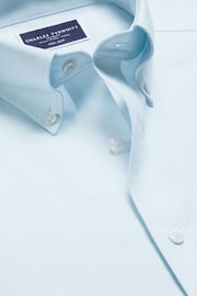 Charles Tyrwhitt Blue Slim Fit Plain Button Down Non Iron Stretch Oxford Shirt - Image 6 of 7