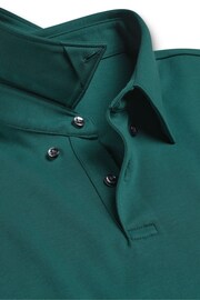 Charles Tyrwhitt Green Plain Short Sleeve Jersey Polo Shirt - Image 4 of 5