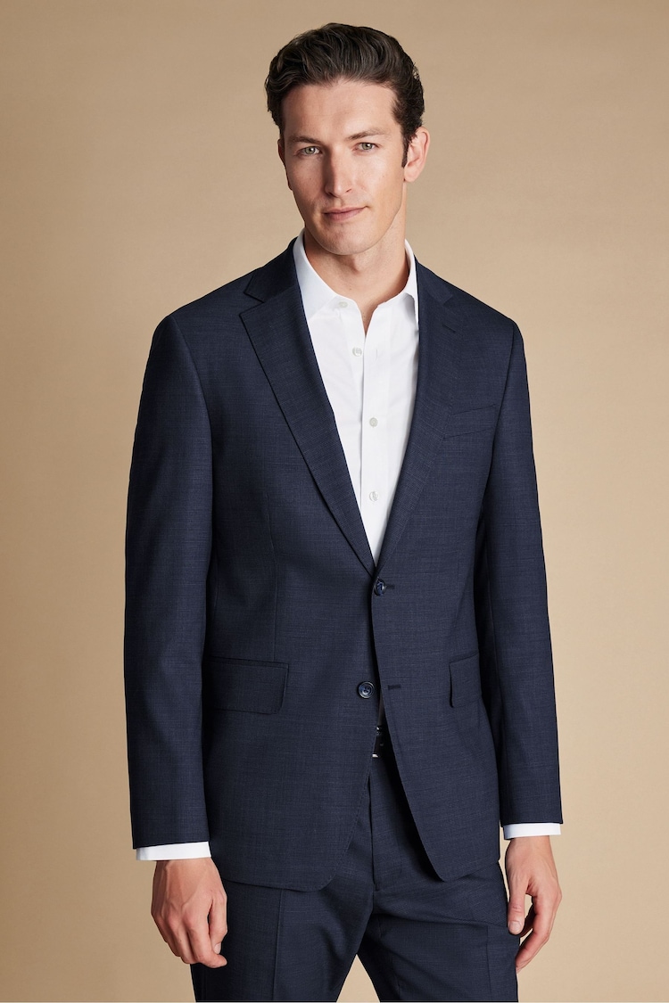 Charles Tyrwhitt Blue Seasonal Design Micro Check Jacket - Image 1 of 5