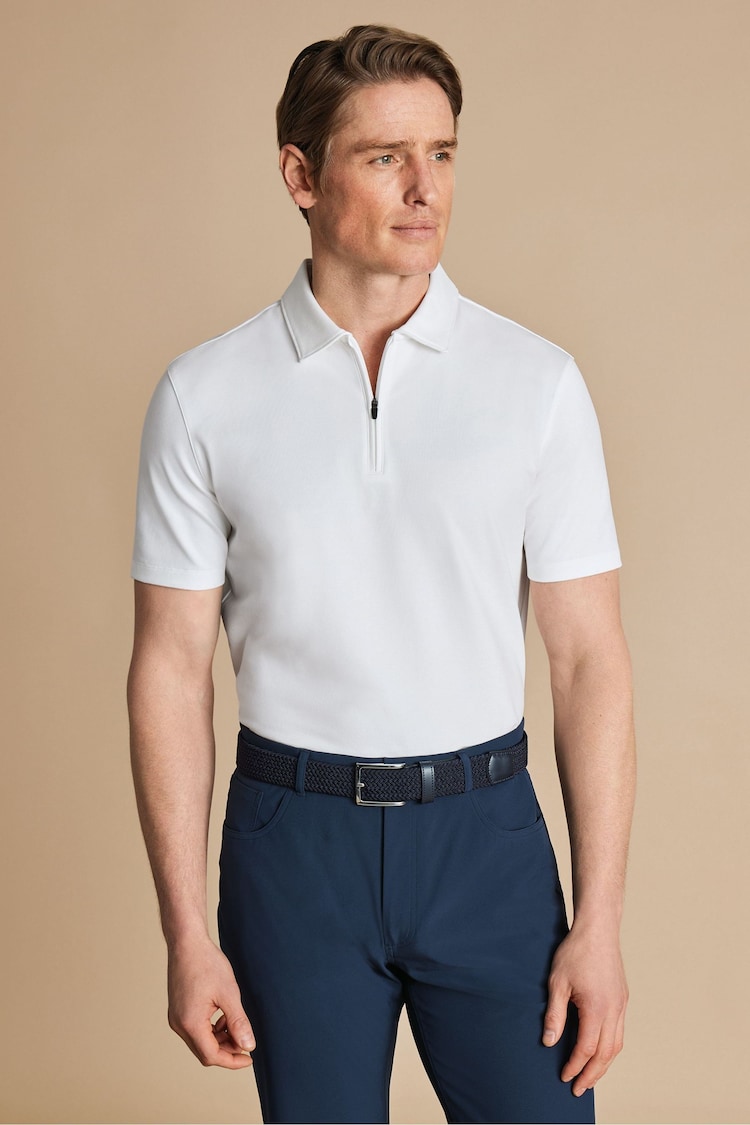 Charles Tyrwhitt White Performance Pique Polo Shirt - Image 1 of 6