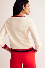 Boden Cream Dove Crew Neck Catriona Cotton V-Neck Jumper - Image 2 of 5