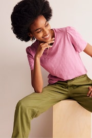 Boden Pink 100% Cotton Puff Sleeve T-Shirt - Image 1 of 5