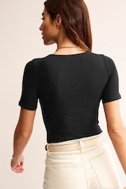 Boden Black Double Layer Scoop T-Shirt - Image 3 of 5