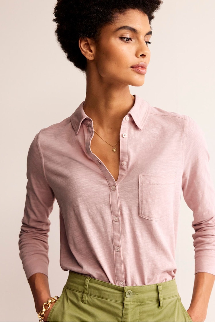 Boden Pink Amelia Jersey 100% Cotton Shirt - Image 2 of 5