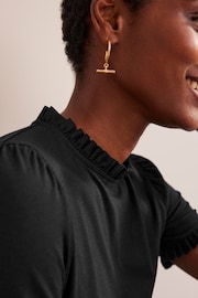 Boden Black Supersoft Frill Detail T-Shirt - Image 2 of 5