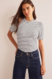 Boden Cream Supersoft Frill Detail T-Shirt - Image 1 of 5