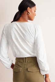 Boden White Metallic Trim Long Sleeve Top - Image 3 of 5