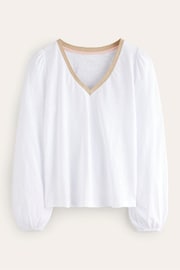 Boden White Metallic Trim Long Sleeve Top - Image 5 of 5