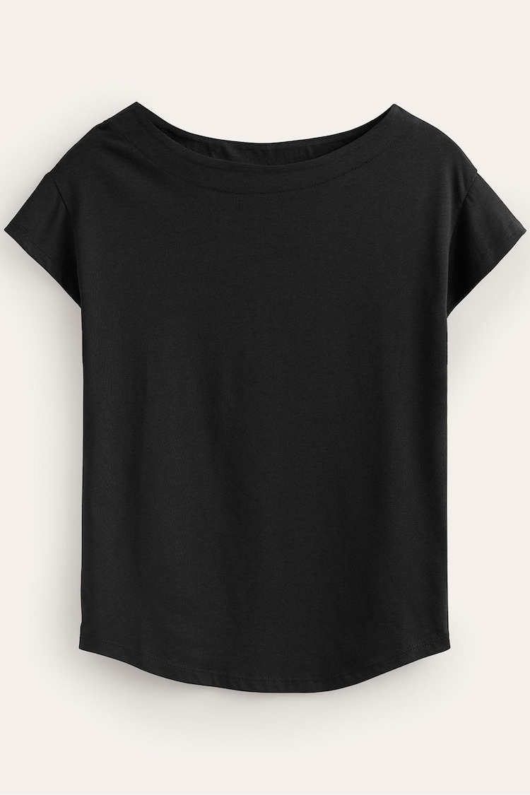 Boden Black Supersoft Boat Neck T-Shirt - Image 5 of 5